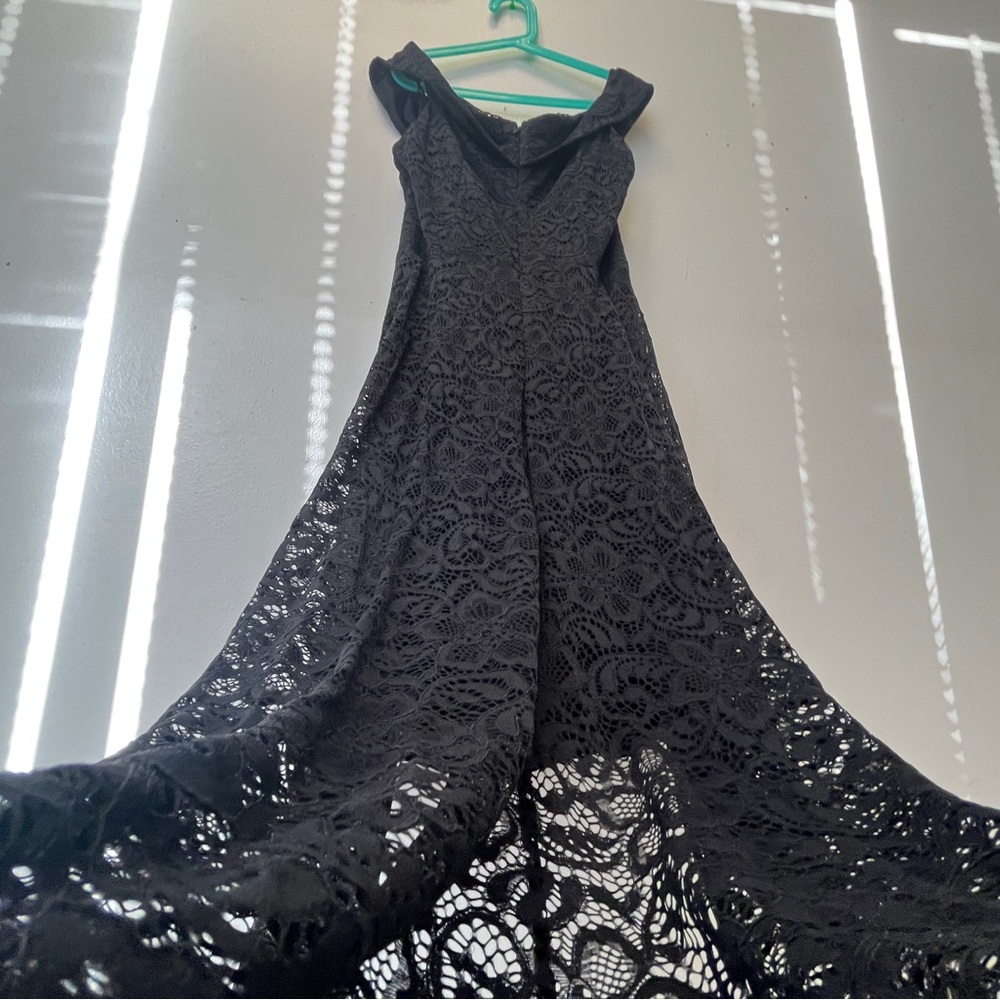 Cute hi-low black lace cocktail dress